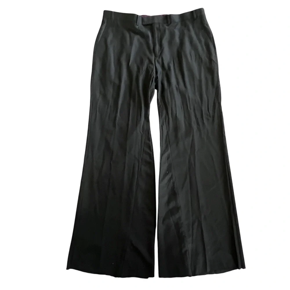Sean John Suit Coat Pants 2 pc 48L 42W Black Stretch Raw Hem Legs Altered Wide